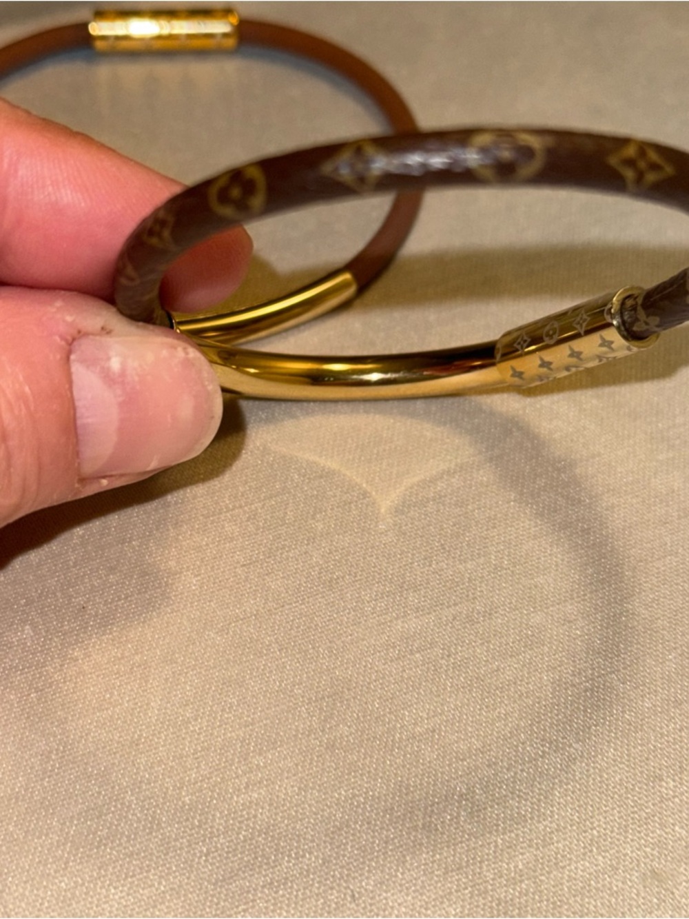 Louis Vuitton 2 Piece Duogram Monogram Leather Bracelet Set Size 19 - Picture 14 of 14